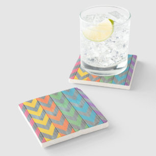 Chevron Pattern On Wood Texture by Shirley Taylor Stone Coaster