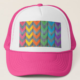 Chevron Pattern On Wood Texture by Shirley Taylor Trucker Hat