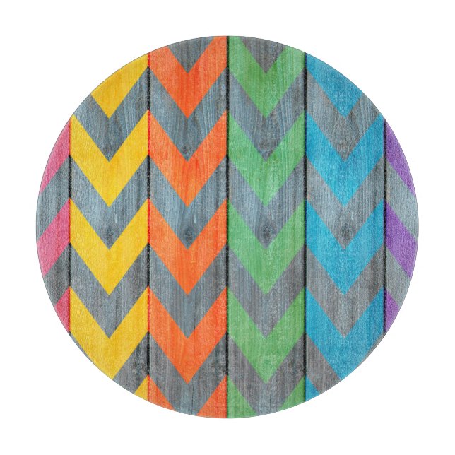 Chevron Pattern On Wood Texture Cutting Board (Front)