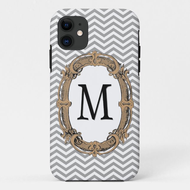 Chevron Pattern, Ornate Framed Monogram Case-Mate iPhone Case (Back)