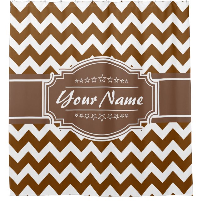 Chevron Pattern Personalised Shower Curtain #14 (Front)