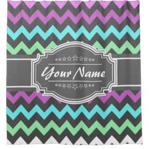 Chevron Pattern Personalised Shower Curtain #16