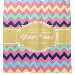 Chevron Pattern Personalised Shower Curtain #17