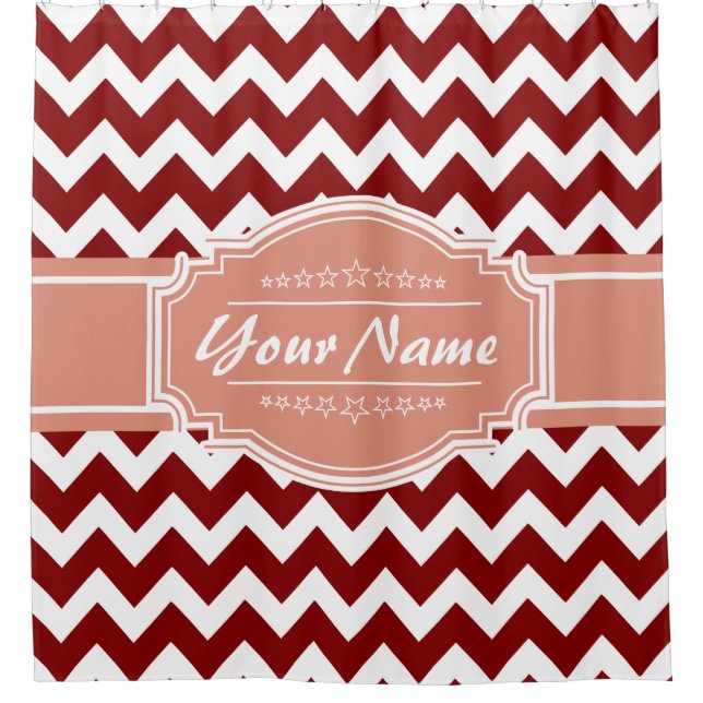 Chevron Pattern Personalised Shower Curtain #2 (Front)