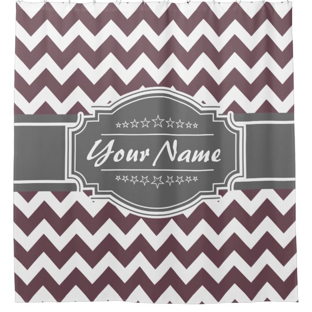Chevron Pattern Personalised Shower Curtain #4 (Front)