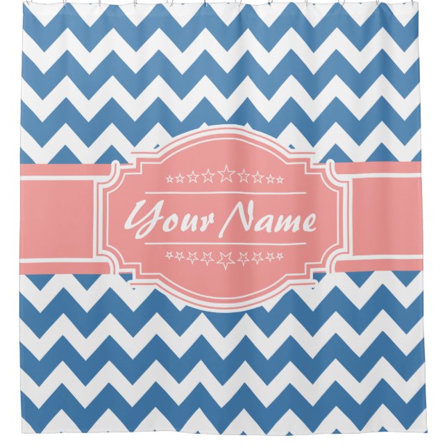 Chevron Pattern Personalised Shower Curtain #7 (Front)