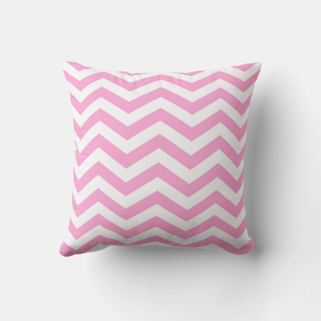 Chevron Pattern Pink and White Cushion (Back)