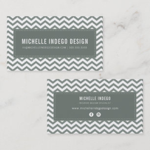 CHEVRON PATTERN preppy modern cool grey grey Business Card