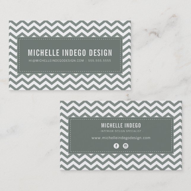 CHEVRON PATTERN preppy modern cool grey grey Business Card (Front/Back)