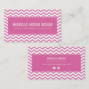 CHEVRON PATTERN preppy modern pretty candy pink Business Card