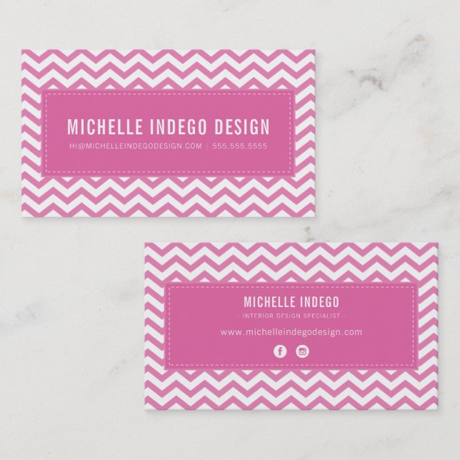 CHEVRON PATTERN preppy modern pretty candy pink Business Card (Front/Back)