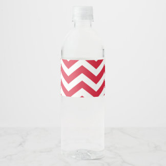 Chevron Pattern: Red Water Bottle Label