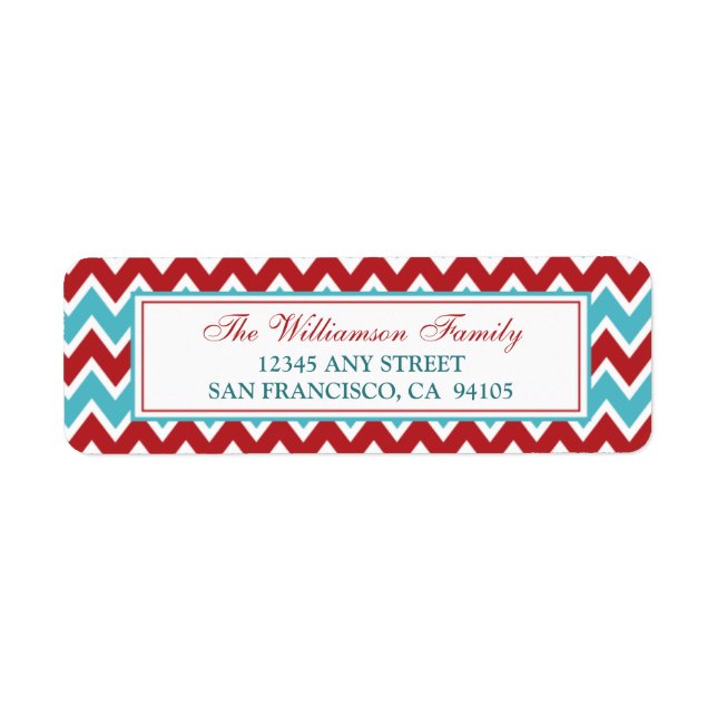 Chevron Pattern Return Address Labels (aqua) (Front)