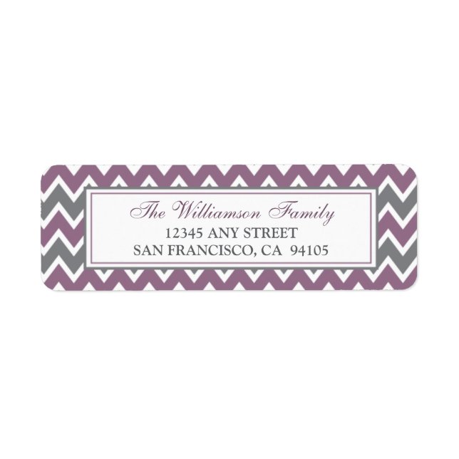 Chevron Pattern Return Address Labels (purple) (Front)