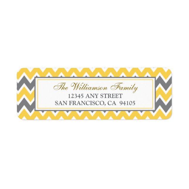 Chevron Pattern Return Address Labels (yellow) (Front)