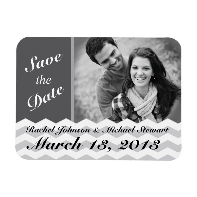 Chevron Pattern Save the Date Wedding Magnet (Horizontal)