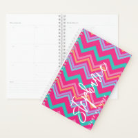 Chevron Pattern script name 6 photos back hot pink