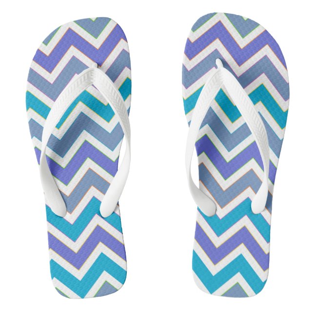 Chevron Pattern Shades of Blue Thongs (Footbed)