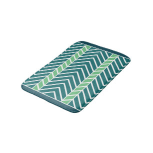 Chevron Pattern Teal Bath Mat