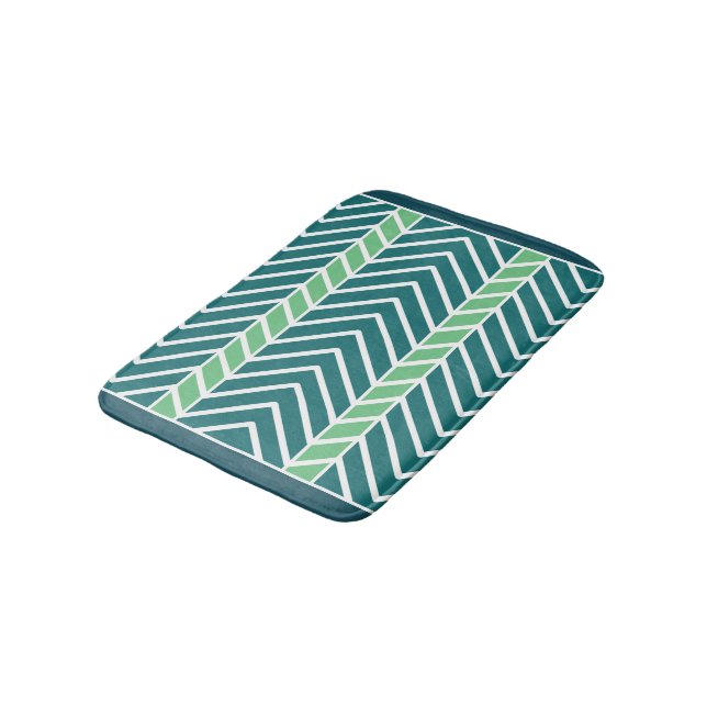 Chevron Pattern Teal Bath Mat (Angled)
