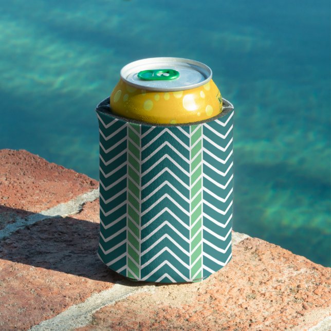 Chevron Pattern Teal Can Cooler (In Situ Pool)
