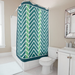 Chevron Pattern Teal Shower Curtain