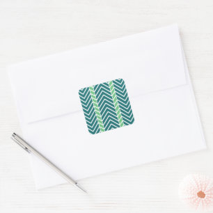 Chevron Pattern Teal Square Sticker