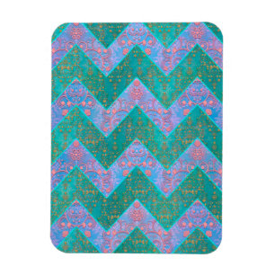 Chevron Pattern Turquoise Purple Blue Damask Magnet