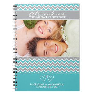 Chevron Pattern Wedding Planner Notebook (aqua)