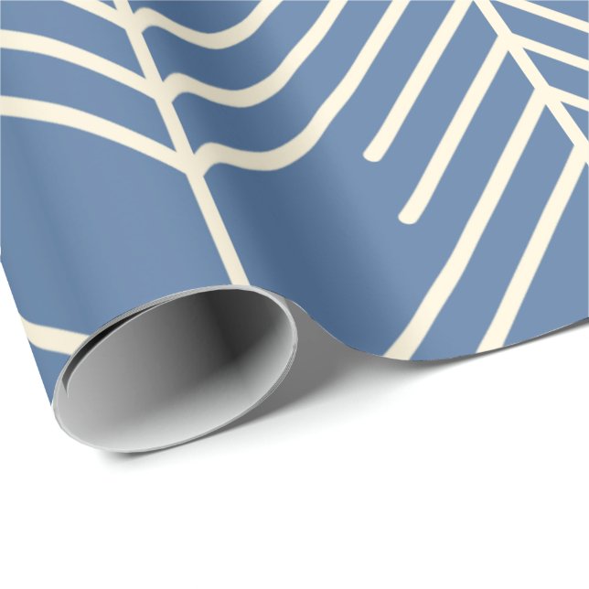 Chevron pattern with white zigzag lines on a blue  wrapping paper (Roll Corner)
