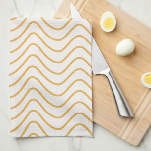 Chevron Pattern Yellow And Cream Zigzag Tea Towel