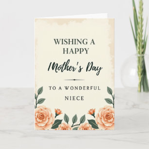 Chevron Peach Rose Bouquet Card