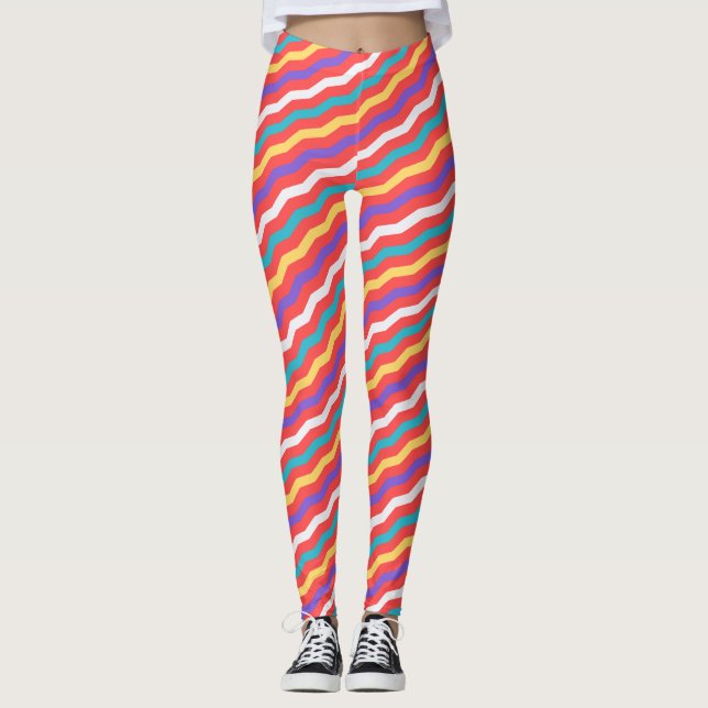 Chevron Peach Yellow Minimal Pattern Leggings (Front)
