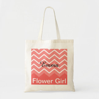 Chevron Personalised Wedding Party Tote (peach) Bag