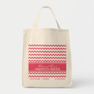 Chevron Personalised Wedding Party Tote (pink) Bag