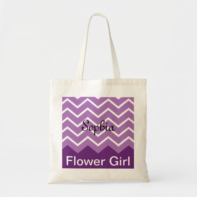 Chevron Personalised Wedding Party Tote (purple) (Front)