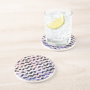 Chevron Pink and Black Dalmation Coaster
