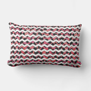 Chevron Pink and Black Dalmation Lumbar Cushion
