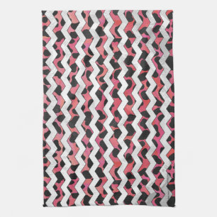 Chevron Pink and Black Dalmation Tea Towel