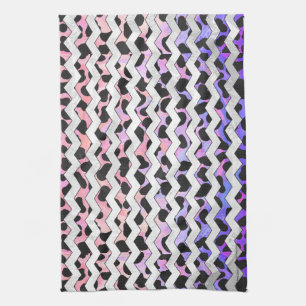 Chevron Pink and Black Dalmation Tea Towel