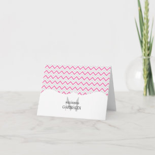 Chevron Pink and Modern Personalised Note Card