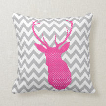 Chevron Pink and White Polka Dot Deer Silhouette