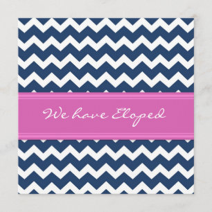 Chevron Pink Blue Elopement Announcement Cards
