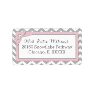 Chevron Pink Polka-dot Bow Baby Girl Label
