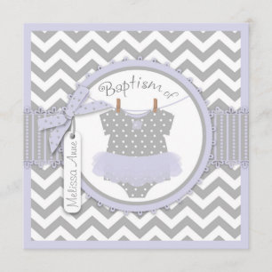 Chevron Print and Tutu Baptism Invitation SQ-LVGY2