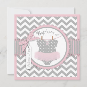 Chevron Print and Tutu Baptism Invitation SQ-PKGY2