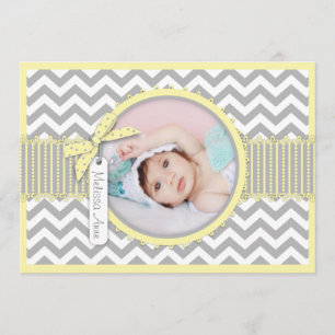 Chevron Print Birth Announcement Photo Card A7-YW