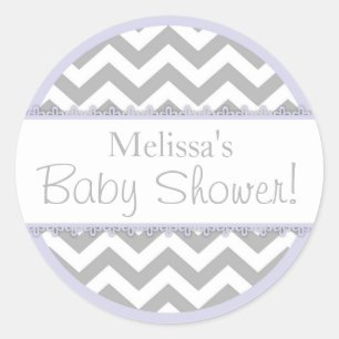 Chevron Print & Lavender Contrast Baby Shower Classic Round Sticker