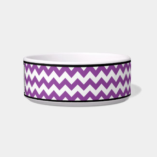 Chevron Purple Personalised Cat Bowl