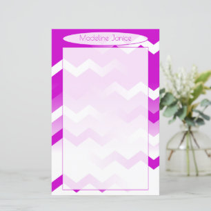 Chevron Purple & White Stationery for Handwriting